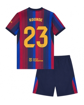 Billige Fotballdrakt Barcelona Jules Kounde #23 Replika Hjemmedraktsett Barn 2026-27 Kortermet (med bukser)